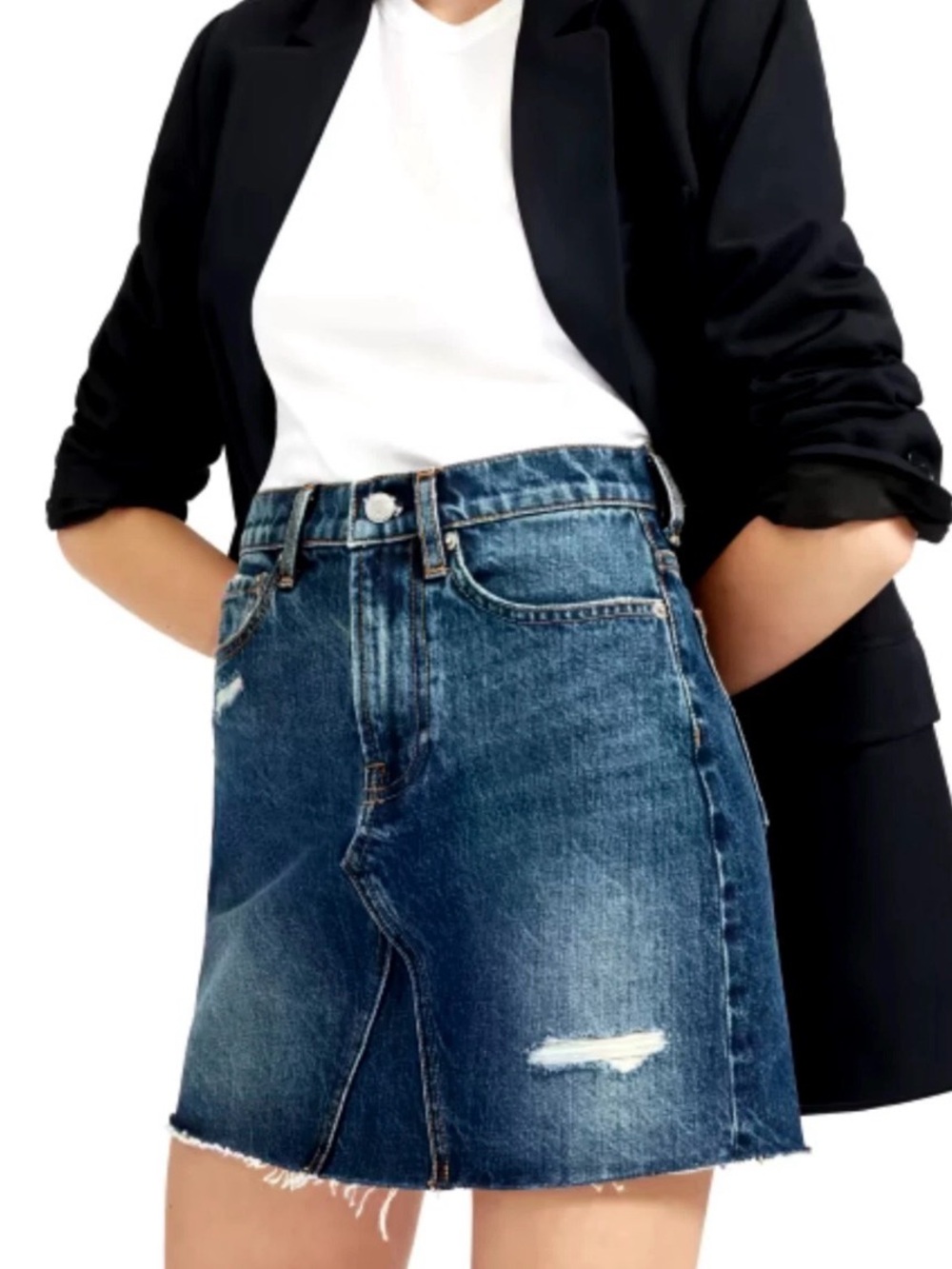 EVERLANE The Denim Reconstructed Skirt Womens Size 23 Blue